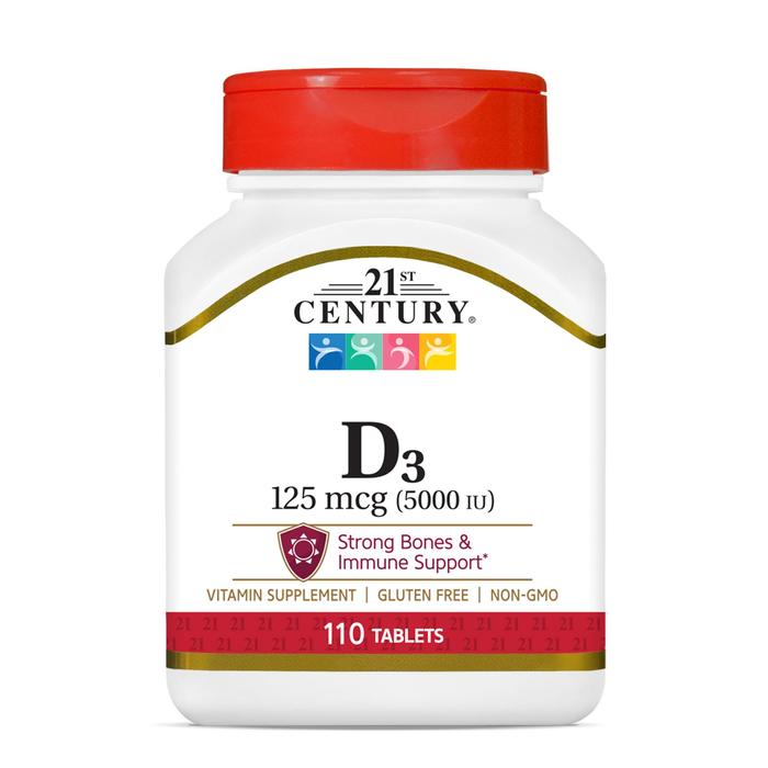 Vitamin D3 125 mcg (5000 IU) Tablets 110 EA 21st Century