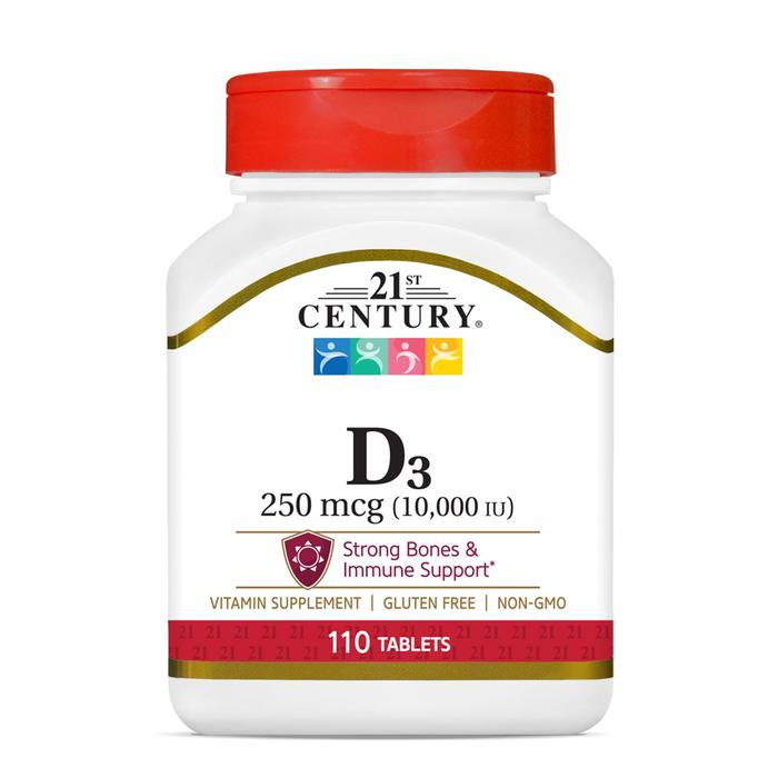 Vitamin D3 250 mcg (10,000 IU) Tablets 110 EA 21st Century