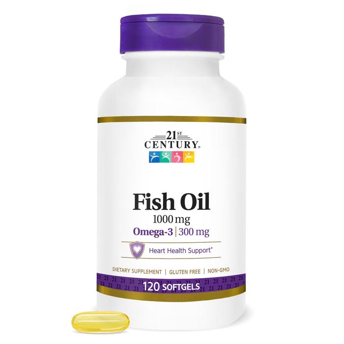 Fish Oil 1000 mg Omega-3 300 mg Softgels 120 EA 21st Century