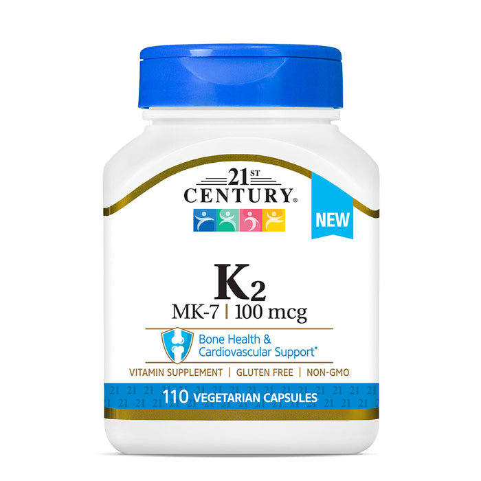Vitamin K2 MK-7 100 mcg Vegetarian Capsules 110 EA 21st Century