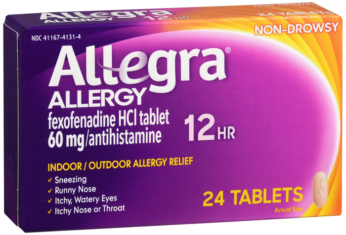 Allegra Allergy 12 Hr Fexofenadine HCl 60 mg Antihistamine Tablets 24 EA