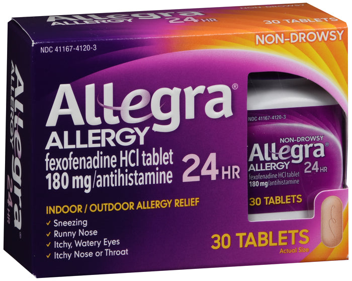 Allegra Allergy 24 Hr Fexofenadine HCl 180 mg Antihistamine Tablets 30 EA