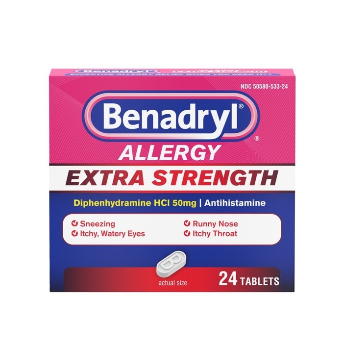BENADRYL® Extra Strength Allergy Relief Antihistamine Tablets with 50 mg of Diphenhydramine HCl