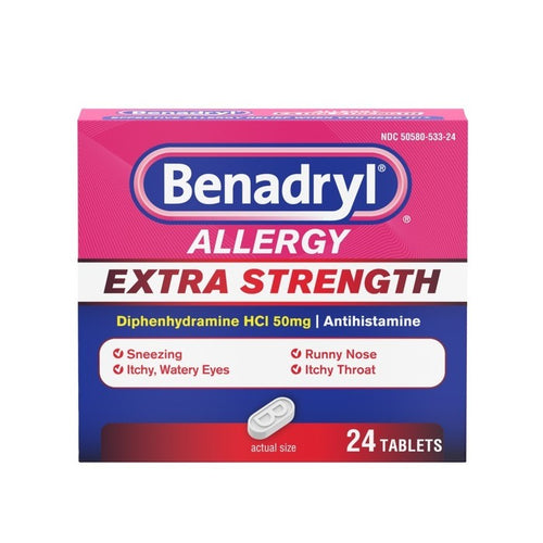 BENADRYL® Extra Strength Allergy Relief Antihistamine Tablets with 50 mg of Diphenhydramine HCl
