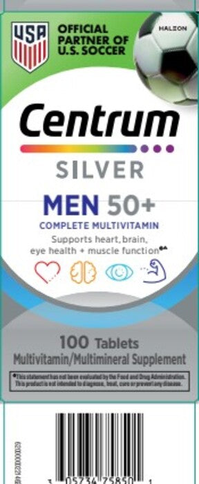 Centrum Silver Men 50+ Multivitamin/Multimineral Supplement Tablets 100 EA