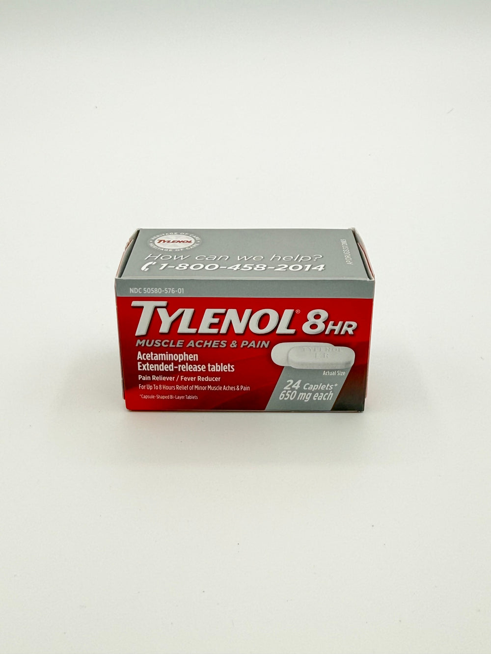 TYLENOL® 8 HR Muscle Aches & Pain Caplets With 650 mg Acetaminophen for Muscle, Joint & Minor Body Pain Relief