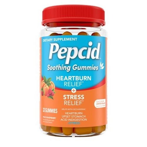 Pepcid Soothing Gummies, Heartburn + Sleep, Strawberry, 32 ct