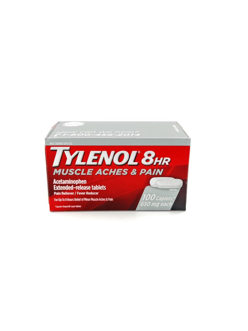 TYLENOL® 8 HR Muscle Aches & Pain Caplets With 650 mg Acetaminophen for Muscle, Joint & Minor Body Pain Relief