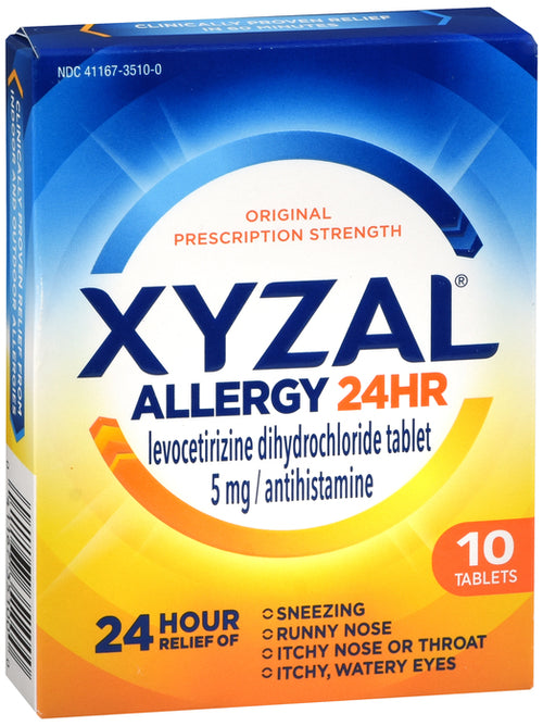 Xyzal Allergy 24 HR Levocetirizine Dihydrochloride 5 mg Tablets 10 EA