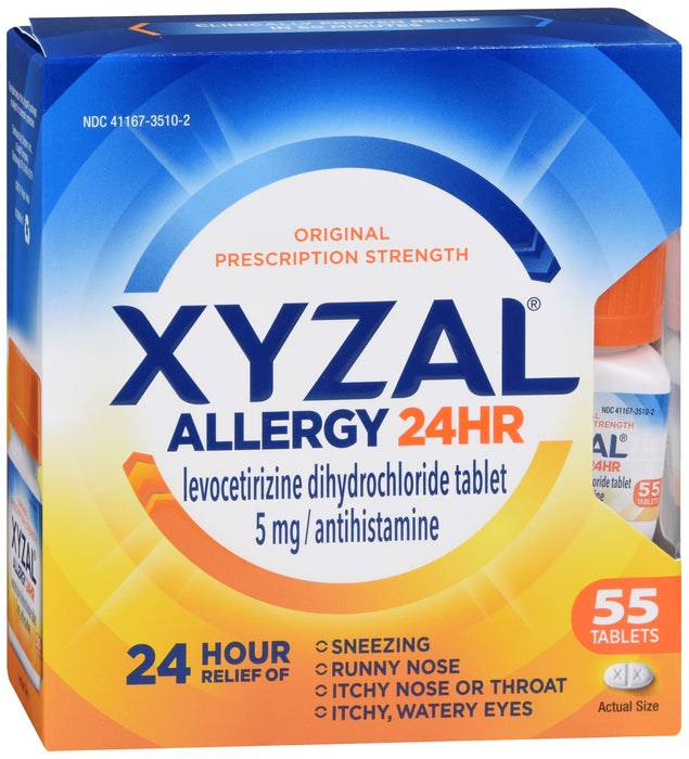 Xyzal Allergy 24 HR Levocetirizine Dihydrochloride 5 mg Tablets 55 EA