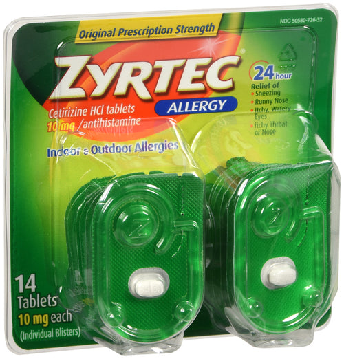 Zyrtec Allergy Cetirizine HCI 10 mg 24 Hour Go Packs Tablets 14 EA