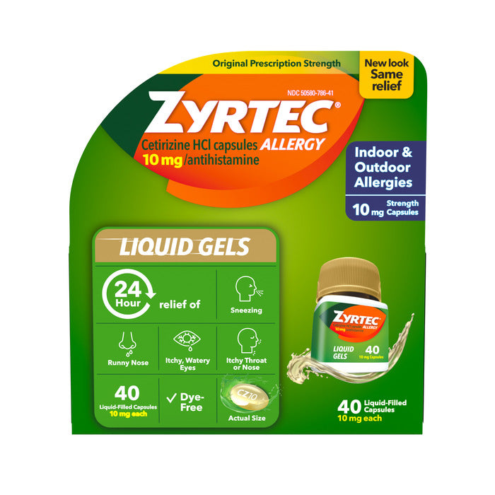 Zyrtec Allergy Cetirizine HCI 10 mg 24 Hour Liquid Gels 40 EA