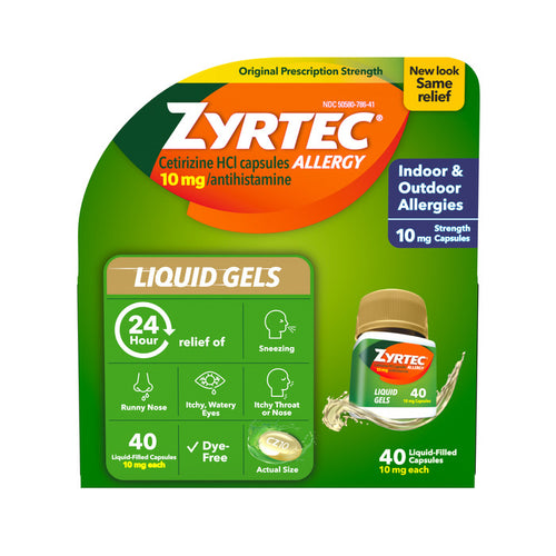 Zyrtec Allergy Cetirizine HCI 10 mg 24 Hour Liquid Gels 40 EA